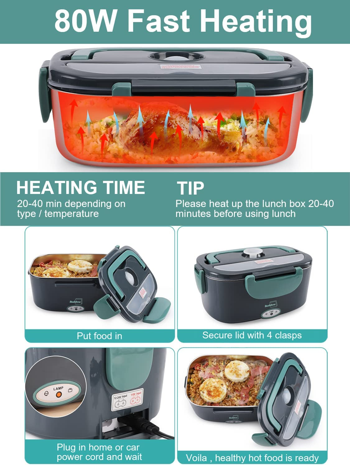 Electric Lunch Box for Car & Office | Portable Food Warmer | Leakproof & Fast Heating